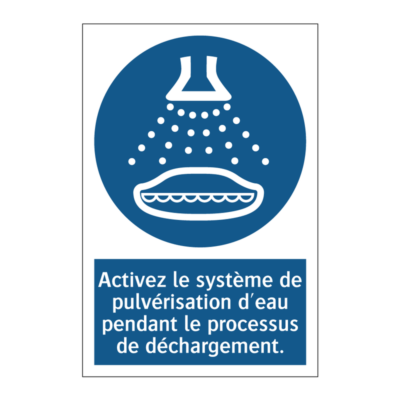Activez le système de pulvérisation d'eau pendant le processus de déchargement.