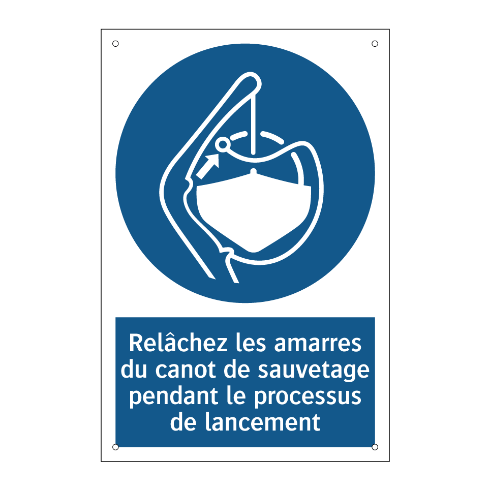 Relâchez les amarres du canot de sauvetage pendant le processus de lancement