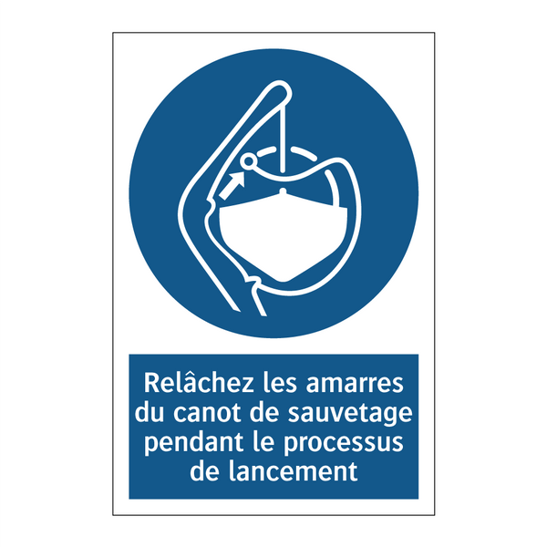 Relâchez les amarres du canot de sauvetage pendant le processus de lancement
