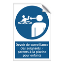 Devoir de surveillance des soignants / parents à la piscine pour enfants