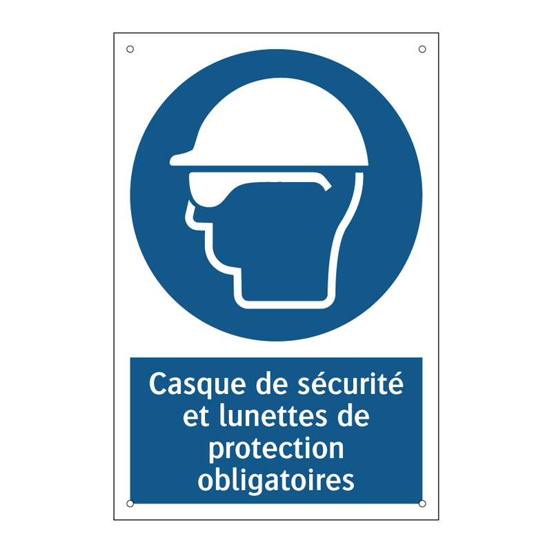 Casque de sécurité et lunettes de protection obligatoires
