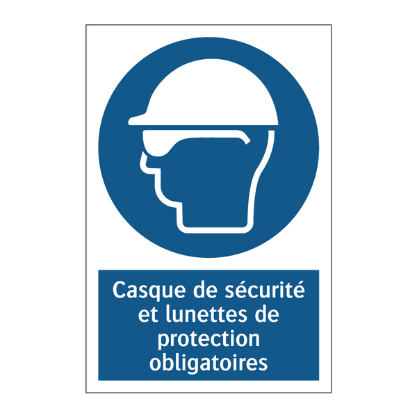 Casque de sécurité et lunettes de protection obligatoires