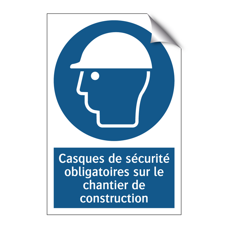 Casques de sécurité obligatoires sur le chantier de construction