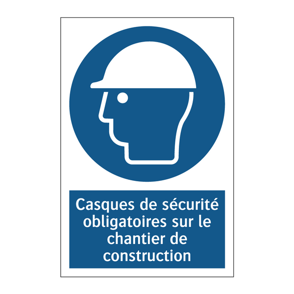 Casques de sécurité obligatoires sur le chantier de construction