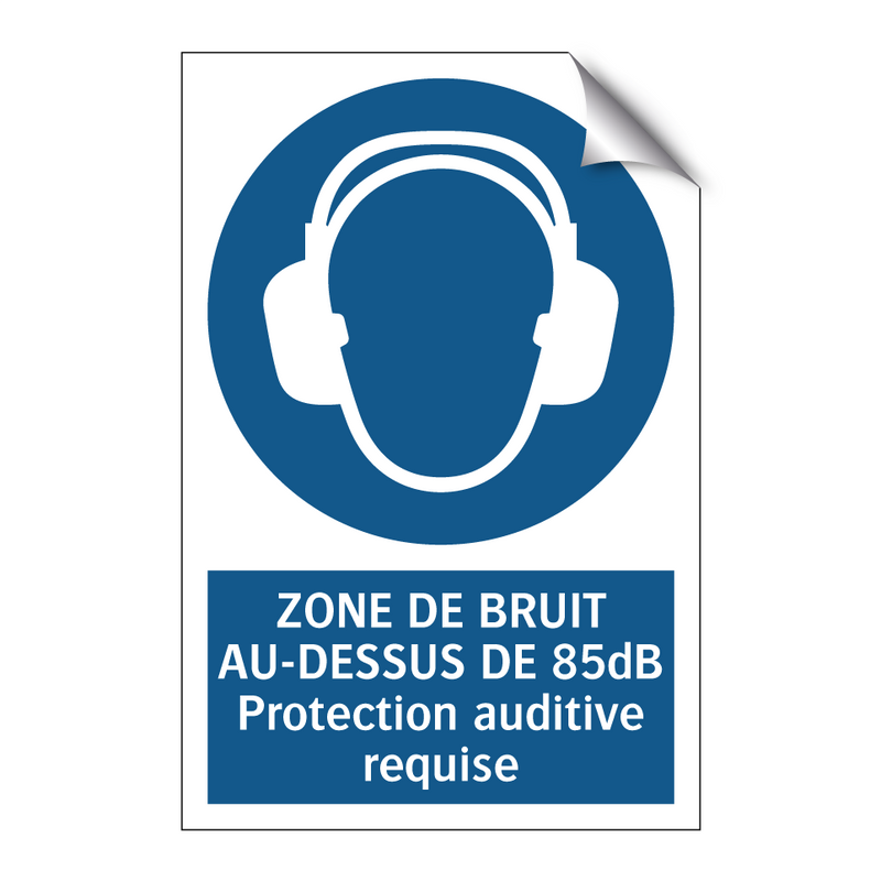 ZONE DE BRUIT AU-DESSUS DE 85dB Protection auditive requise