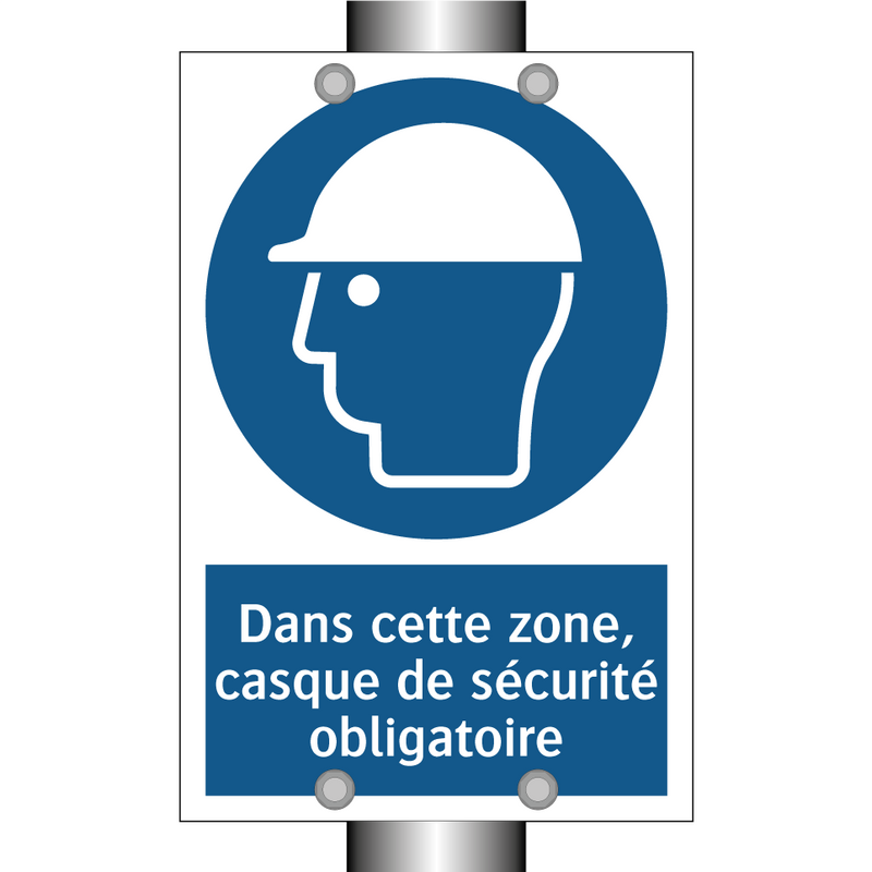 Dans cette zone, casque de sécurité obligatoire