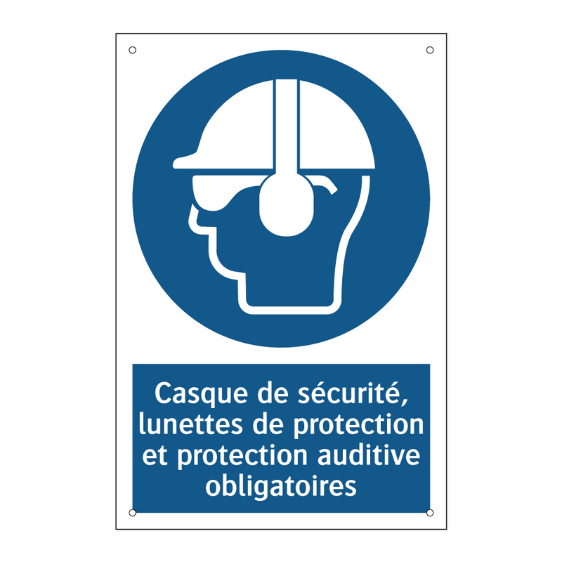 Casque de sécurité, lunettes de protection et protection auditive obligatoires