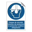 Casque de sécurité, lunettes de protection et protection auditive obligatoires