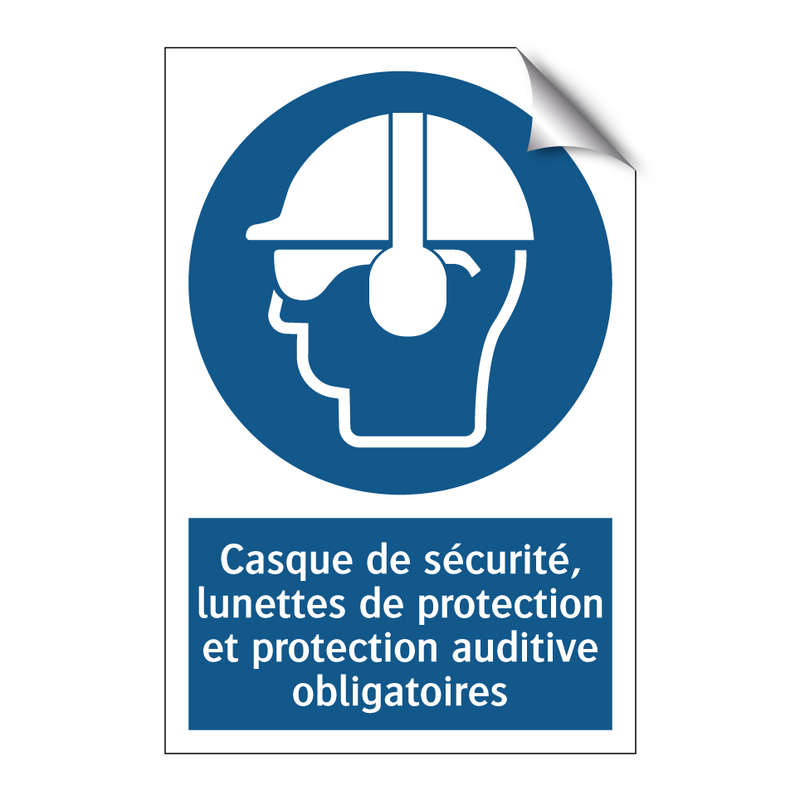 Casque de sécurité, lunettes de protection et protection auditive obligatoires