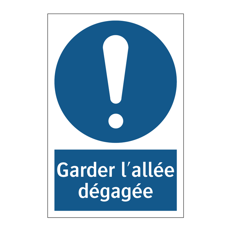 Garder l'allée dégagée