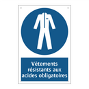Vêtements résistants aux acides obligatoires