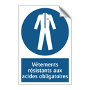 Vêtements résistants aux acides obligatoires