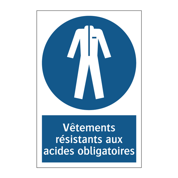 Vêtements résistants aux acides obligatoires