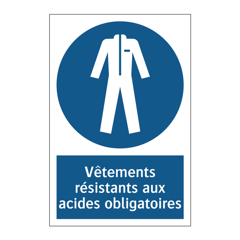 Vêtements résistants aux acides obligatoires