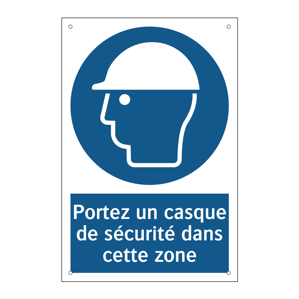 Portez un casque de sécurité dans cette zone