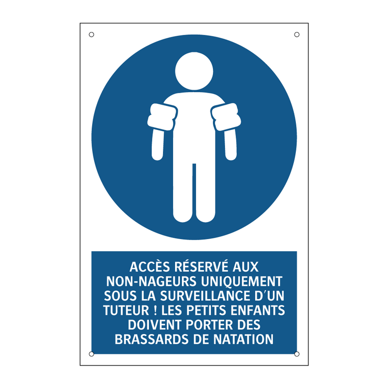 ACCÈS RÉSERVÉ AUX NON-NAGEURS UNIQUEMENT SOUS LA SURVEILLANCE D'UN TUTEUR ! LES PETITS ENFANTS DOIVENT PORTER DES BRASSARDS DE NATATION.