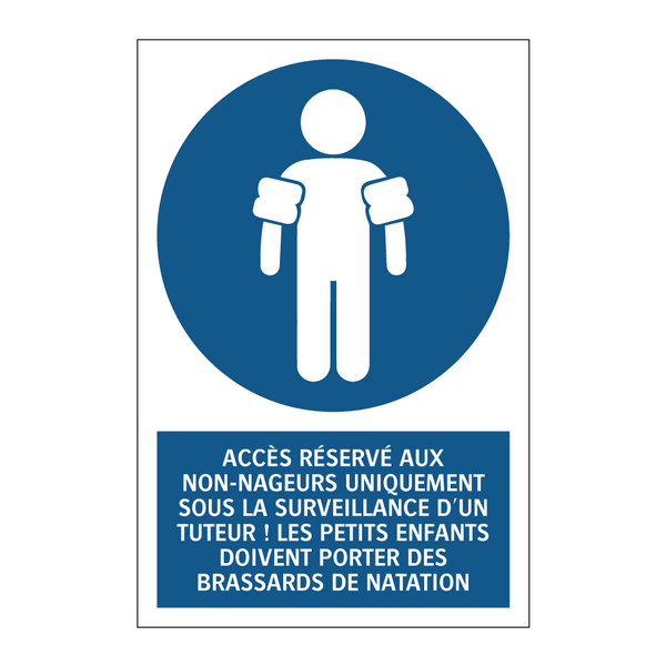 ACCÈS RÉSERVÉ AUX NON-NAGEURS UNIQUEMENT SOUS LA SURVEILLANCE D'UN TUTEUR ! LES PETITS ENFANTS DOIVENT PORTER DES BRASSARDS DE NATATION.