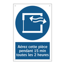 Aérez cette pièce pendant 15 min toutes les 2 heures.