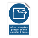 Aérez cette pièce pendant 15 min toutes les 2 heures.