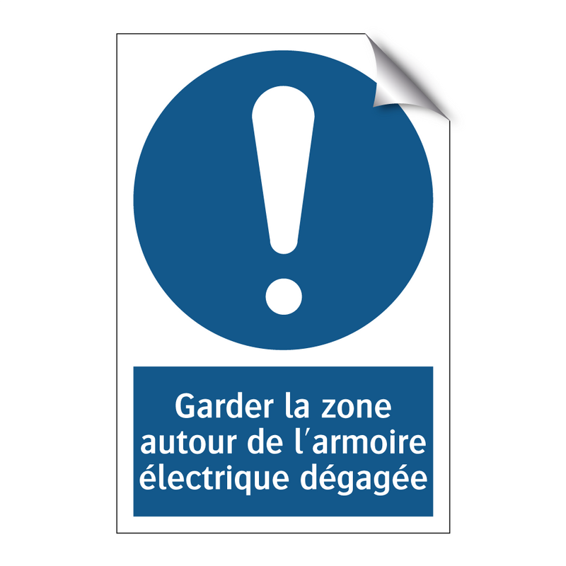 Garder la zone autour de l'armoire électrique dégagée