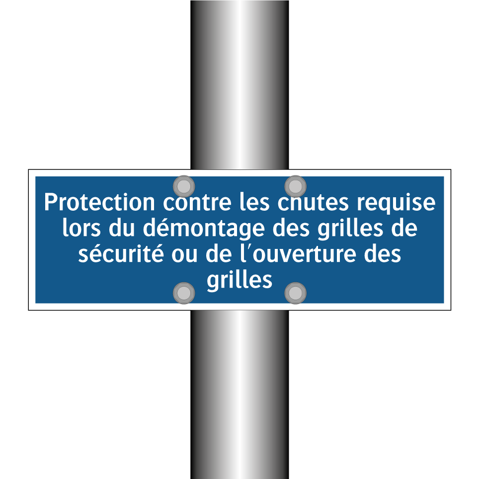 Protection contre les chutes requise lors du démontage des grilles de sécurité ou de l'ouverture des grilles