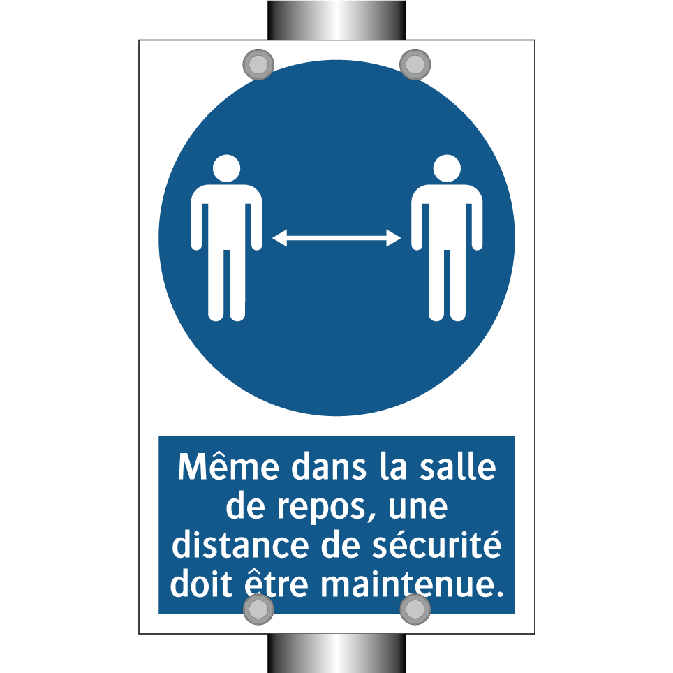 Même dans la salle de repos, une distance de sécurité doit être maintenue.