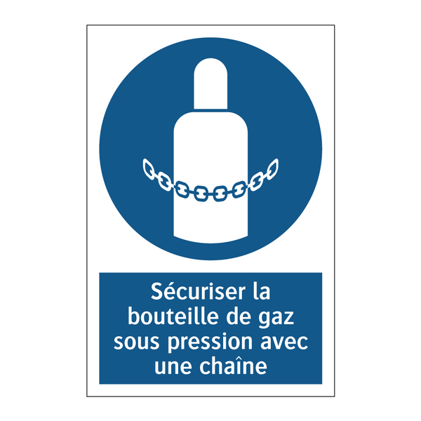 Sécuriser la bouteille de gaz sous pression avec une chaîne