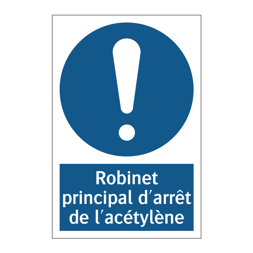 Robinet principal d'arrêt de l'acétylène