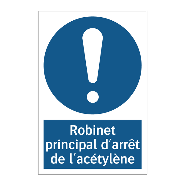Robinet principal d'arrêt de l'acétylène