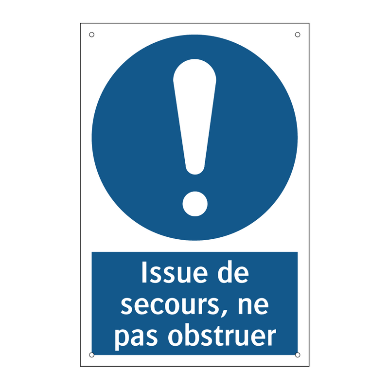 Issue de secours, ne pas obstruer