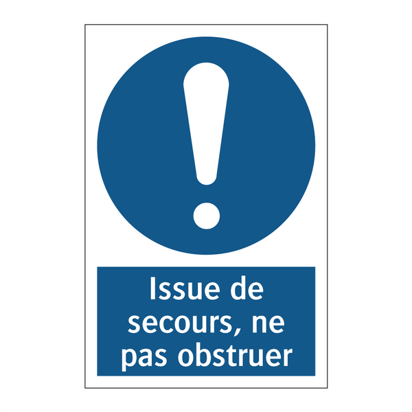 Issue de secours, ne pas obstruer