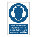 Zone de bruit Les employés ici sont tenus d'utiliser une protection auditive