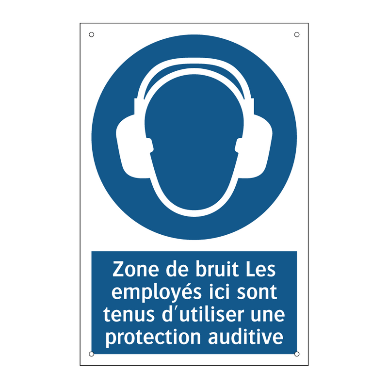 Zone de bruit Les employés ici sont tenus d'utiliser une protection auditive