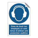 Zone de bruit Les employés ici sont tenus d'utiliser une protection auditive