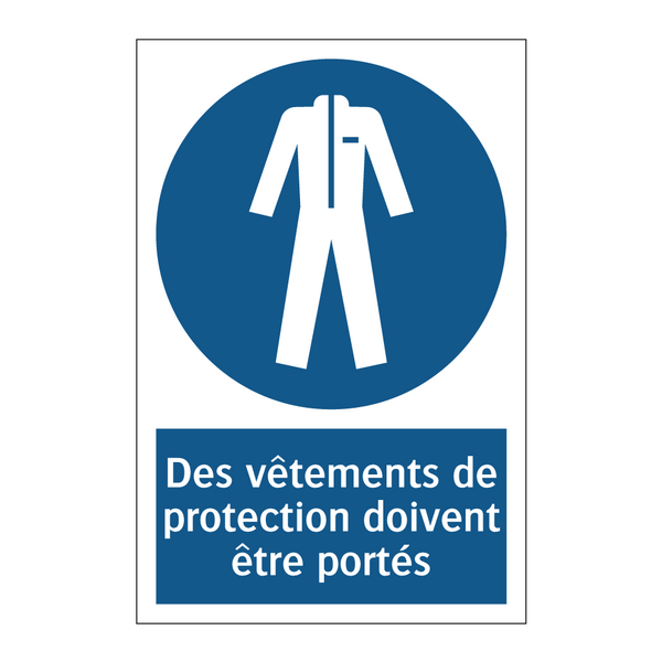 Des vêtements de protection doivent être portés