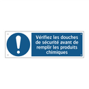 Vérifiez les douches de sécurité avant de remplir les produits chimiques