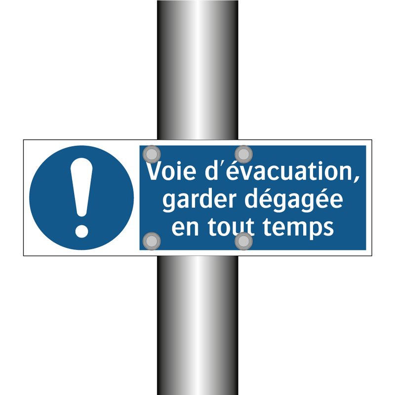 Voie d'évacuation, garder dégagée en tout temps
