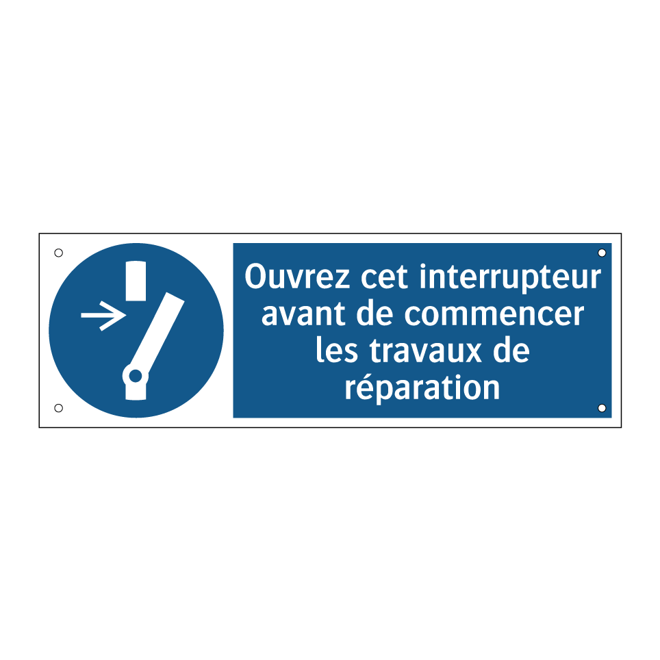 Ouvrez cet interrupteur avant de commencer les travaux de réparation