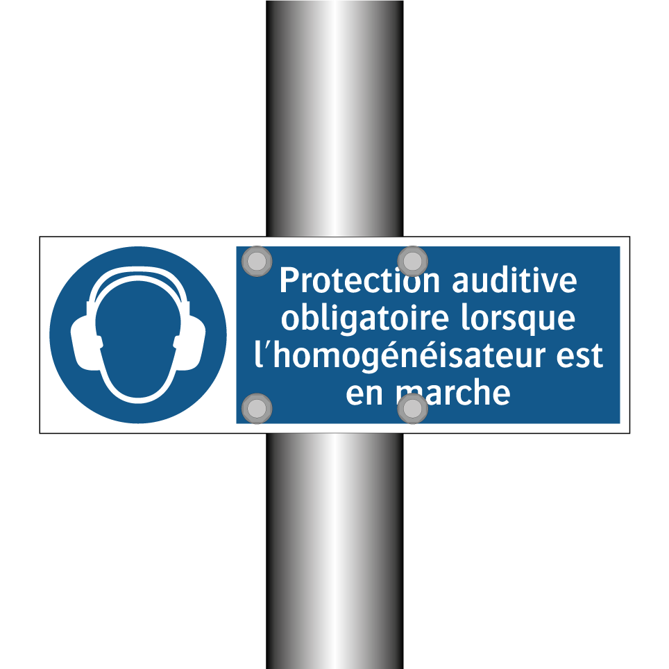 Protection auditive obligatoire lorsque l'homogénéisateur est en marche