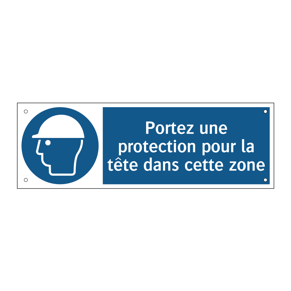 Portez une protection pour la tête dans cette zone