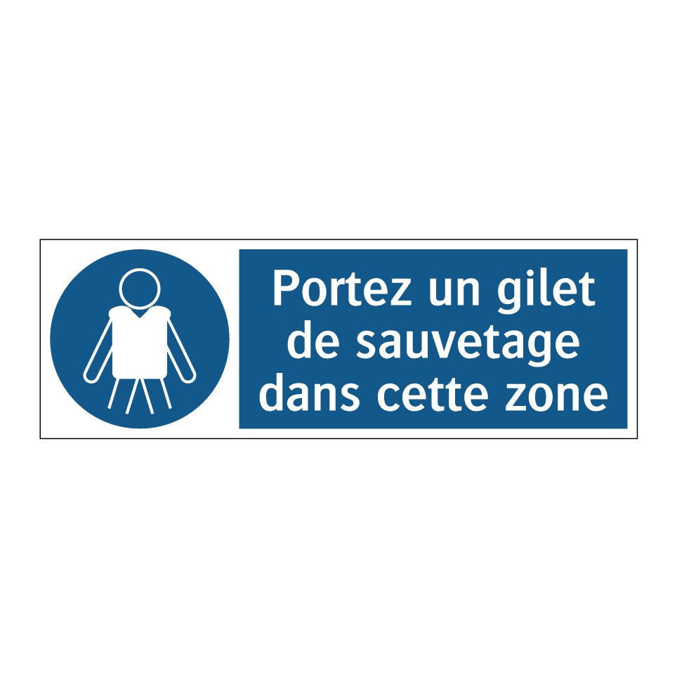 Portez un gilet de sauvetage dans cette zone