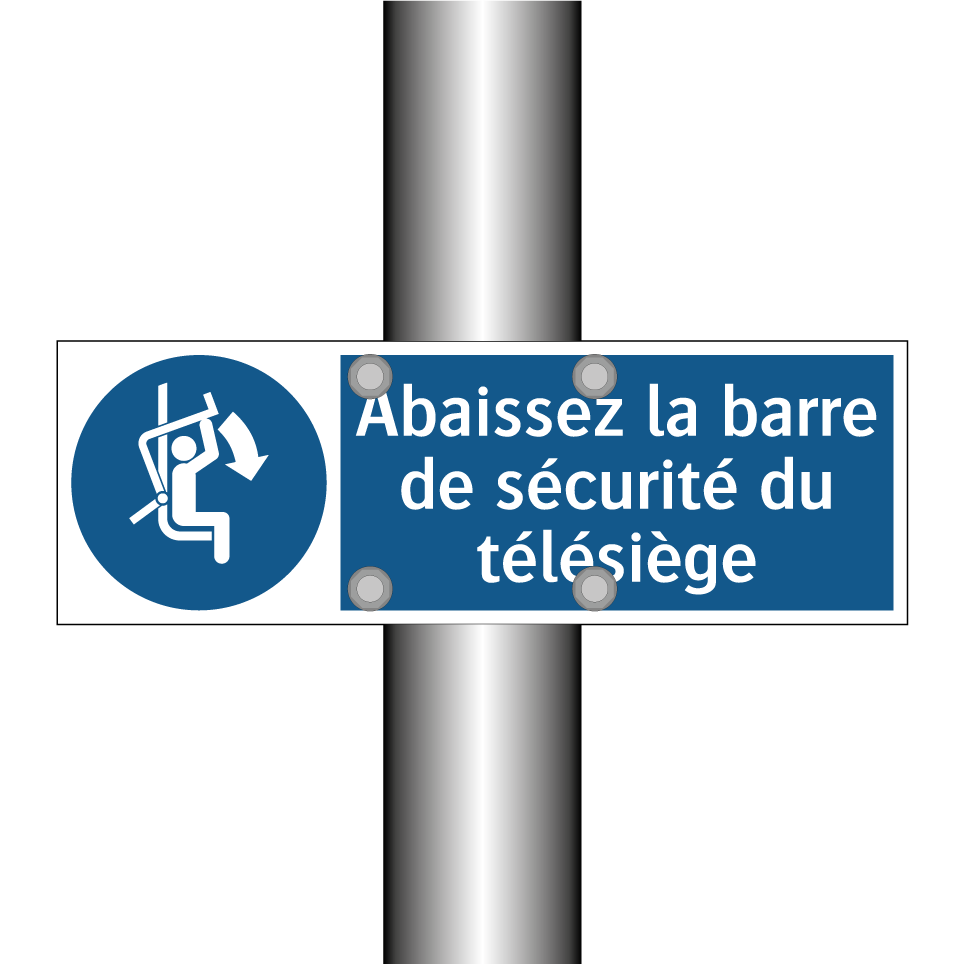 Abaissez la barre de sécurité du télésiège