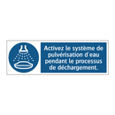 Activez le système de pulvérisation d'eau pendant le processus de déchargement.