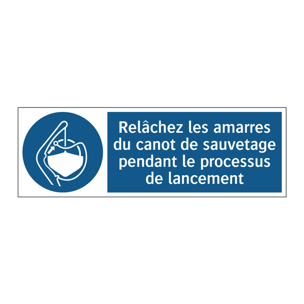 Relâchez les amarres du canot de sauvetage pendant le processus de lancement
