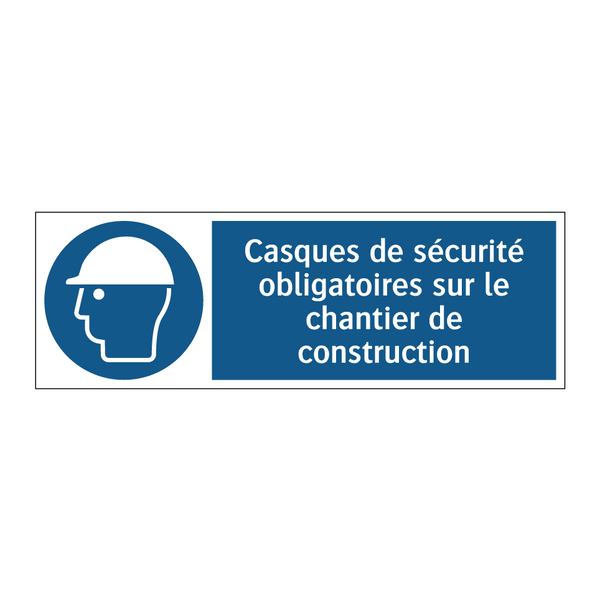 Casques de sécurité obligatoires sur le chantier de construction