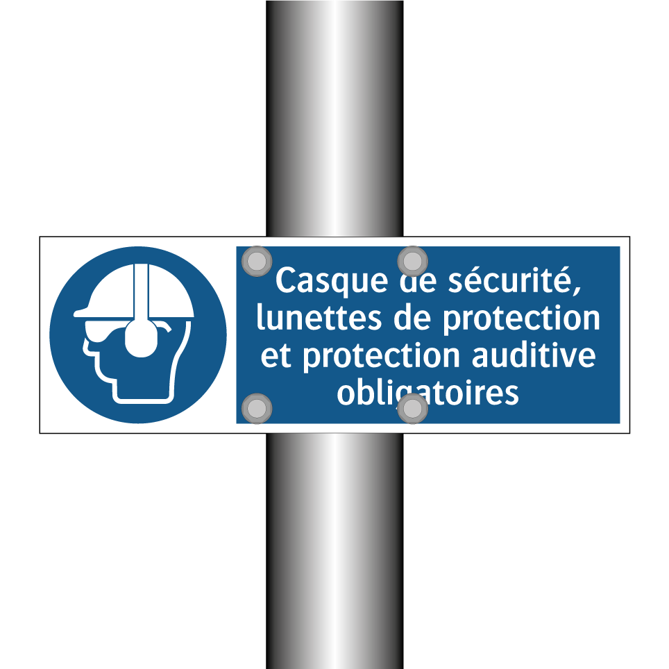 Casque de sécurité, lunettes de protection et protection auditive obligatoires