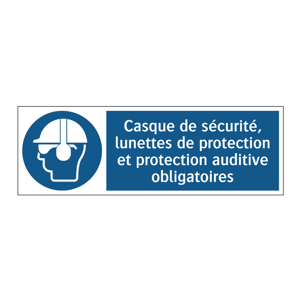 Casque de sécurité, lunettes de protection et protection auditive obligatoires