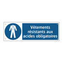 Vêtements résistants aux acides obligatoires