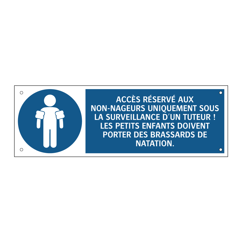 ACCÈS RÉSERVÉ AUX NON-NAGEURS UNIQUEMENT SOUS LA SURVEILLANCE D'UN TUTEUR ! LES PETITS ENFANTS DOIVENT PORTER DES BRASSARDS DE NATATION.