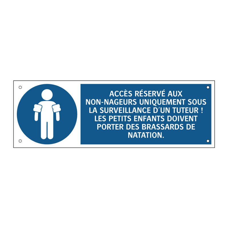 ACCÈS RÉSERVÉ AUX NON-NAGEURS UNIQUEMENT SOUS LA SURVEILLANCE D'UN TUTEUR ! LES PETITS ENFANTS DOIVENT PORTER DES BRASSARDS DE NATATION.